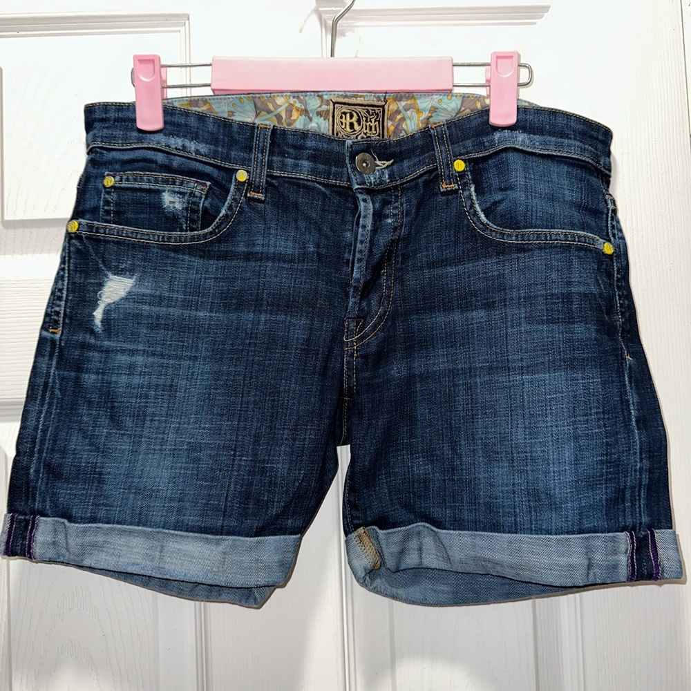 Stylish Women's Denim Shorts in Dark Blue